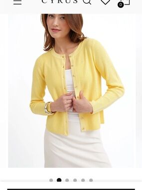 Cyrus Pale Yellow Crewneck Button-Front Cardigan